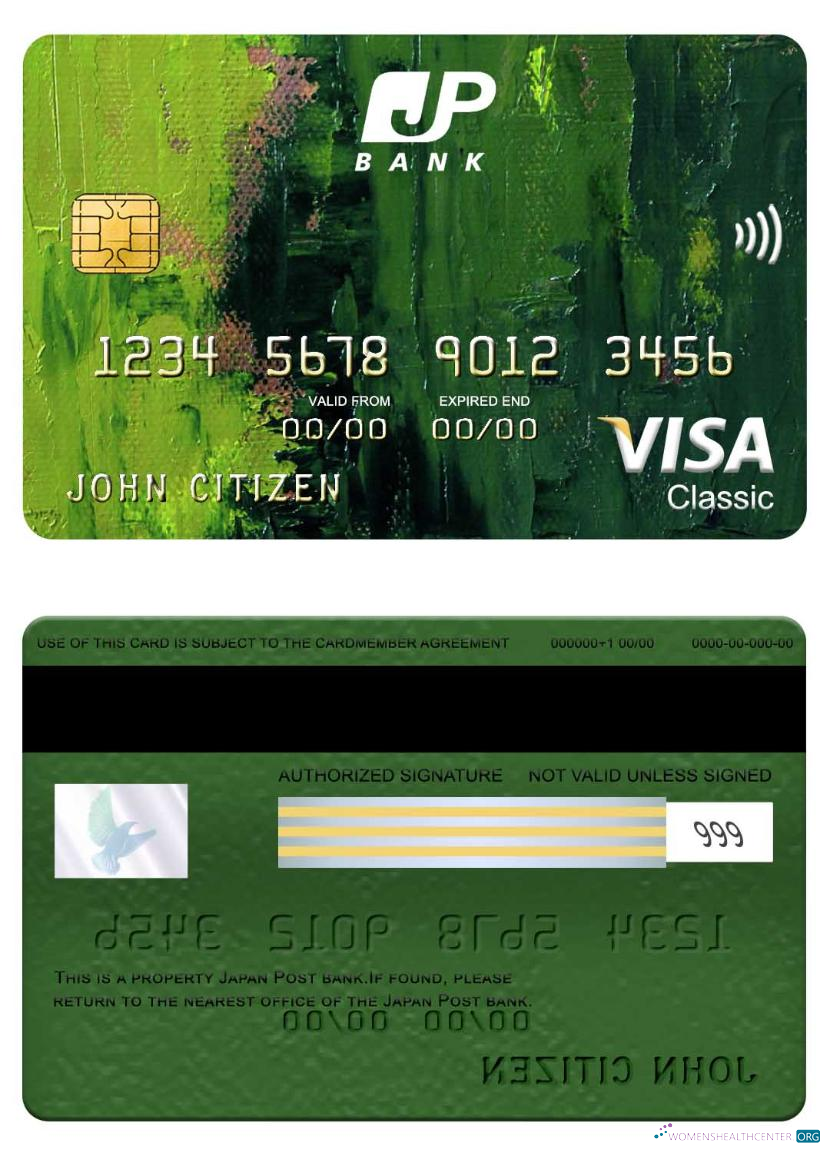 Download Japan Post bank visa classic card Photoshop template